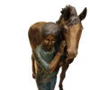 Young Girl and her pony Bronze Statue -  Size: 48"L x 20"W x 48"H.