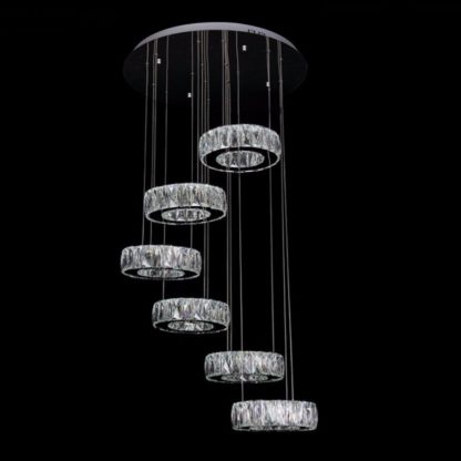 LED Chandelier W/6 rings crystal lighting - Diameter 150 MM or approx 5.9 Inches