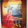 Orlando Quevedo Giclée - Lady in Venice Painting -  21"L x 13.5"W