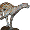 Running Cheetah - Gold Pleated Bronze Statue -  Size: 67"L x 23"W x 41"H.