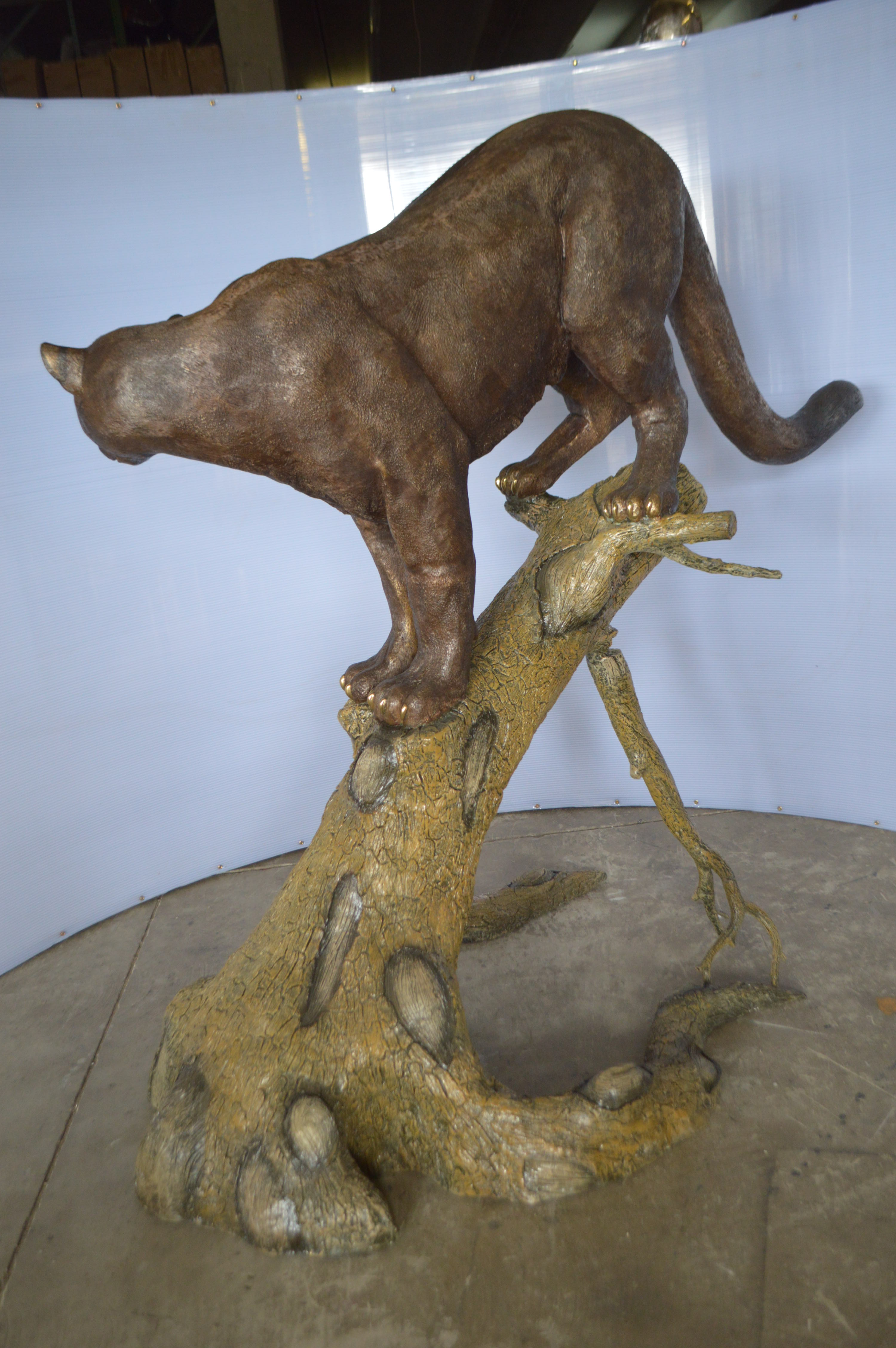 Mountain Lion Bronze Statue - Size: 73"L x 41"W x 65"H. - NiFAO