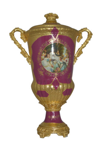Decoration Vase White Gold And Pink Size 15 L X 9 W X 28 H Nifao