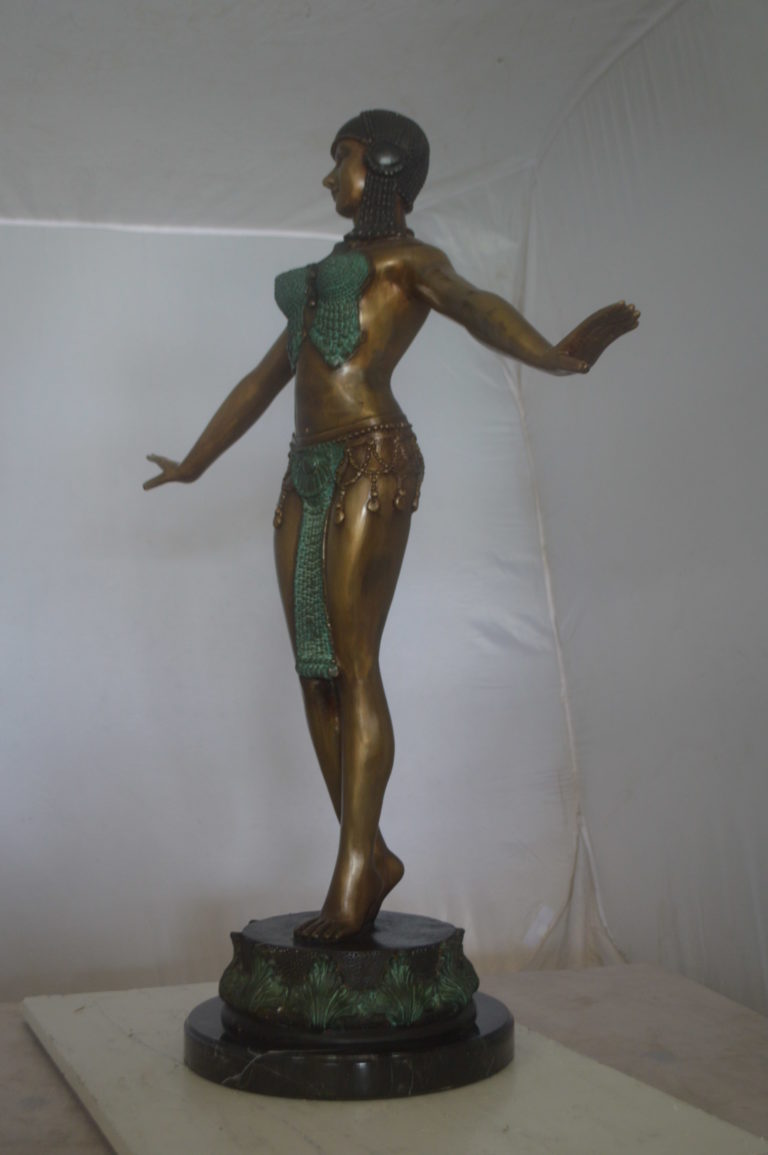 Belly Dancer Performing Bronze Statue - Size: 32