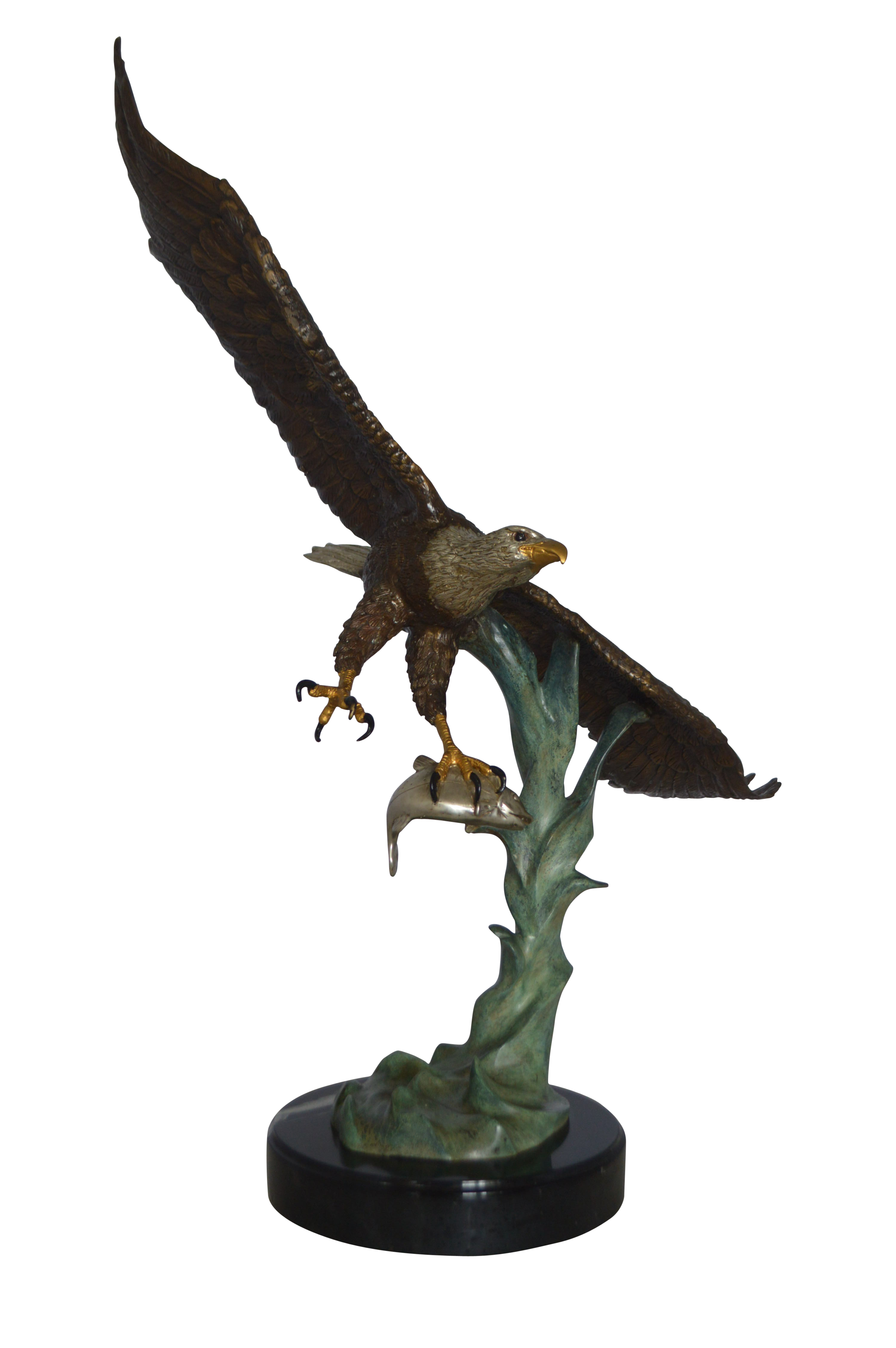 Eagle Flying With His Pray Bronze Statue - Size: 32