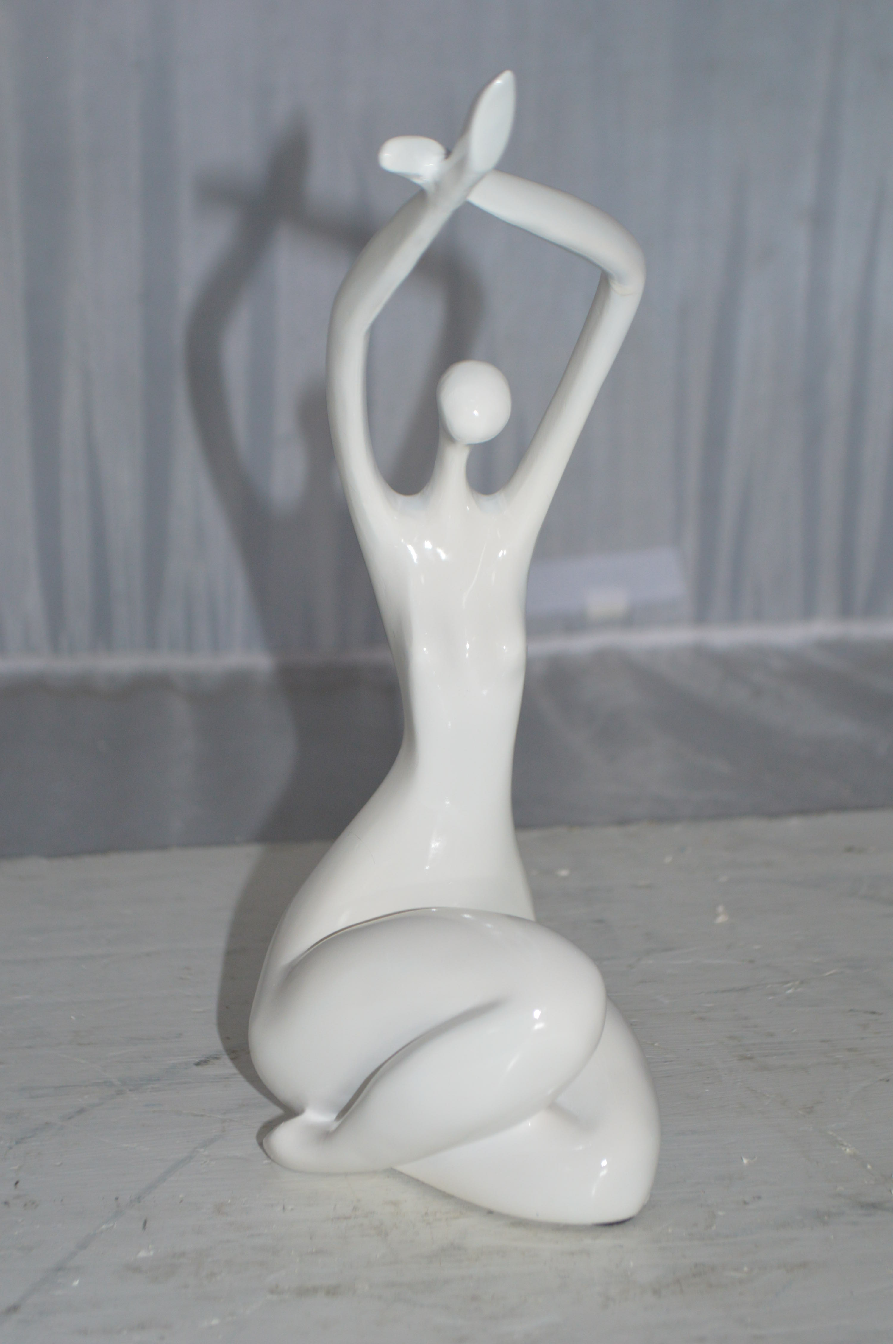Modern Art Dancer In Action White Resin Statue Size 4 L X 6 W X 13 H Nifao