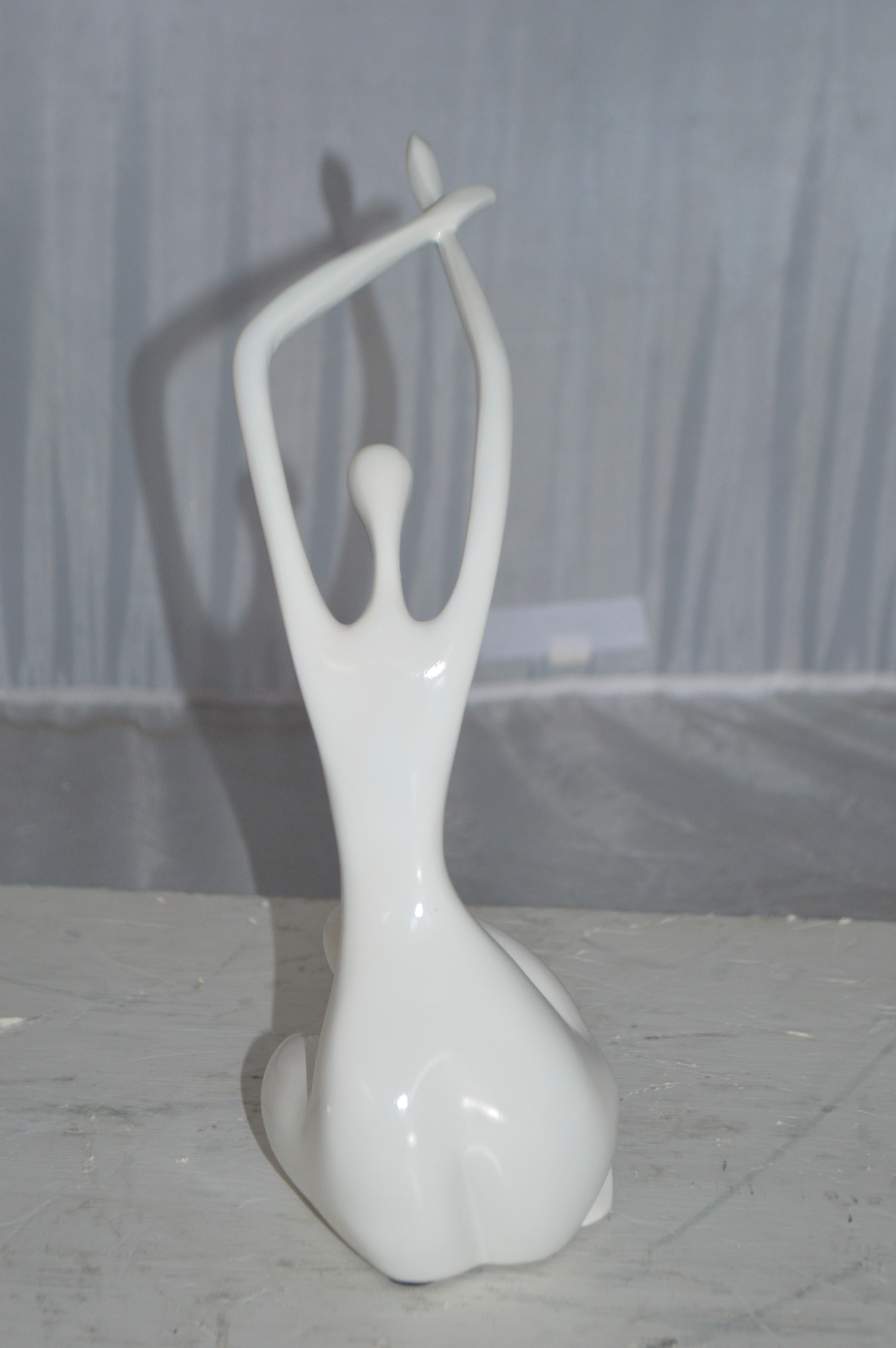 Modern Art Dancer In Action White Resin Statue Size 4 L X 6 W X 13 H Nifao