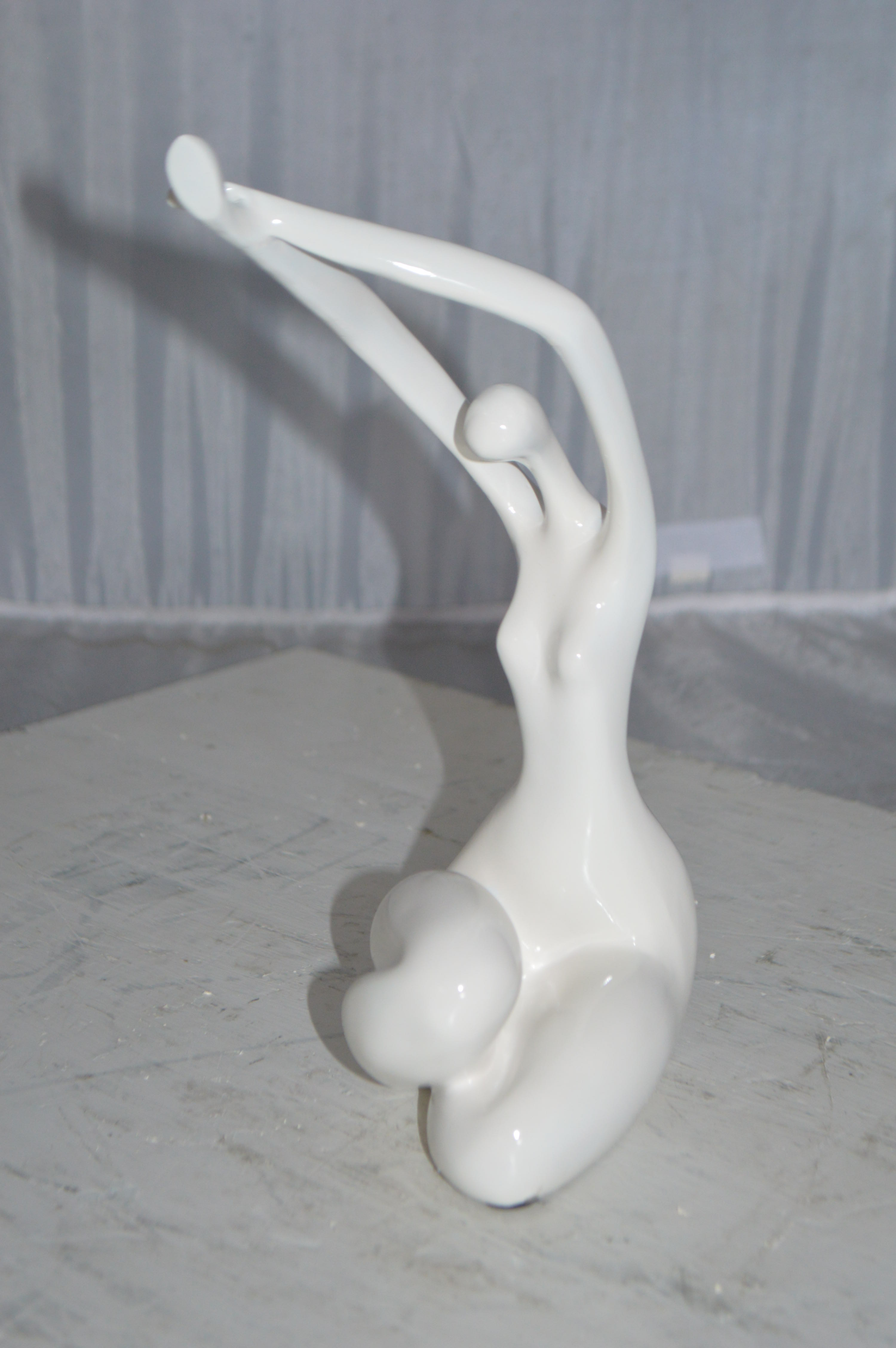 Modern Art Dancer In Action White Resin Statue Size 4 L X 6 W X 13 H Nifao