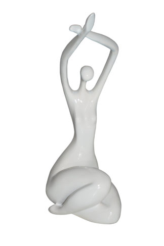 Modern Art Dancer In Action White Resin Statue Size 4 L X 6 W X 13 H Nifao