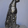 Cheetah Sitting silver sculpture (Life-size) – Marula Decor