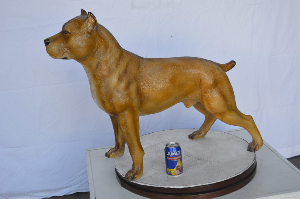 Pitbull Dog Colored Bronze Statue - Size: 33