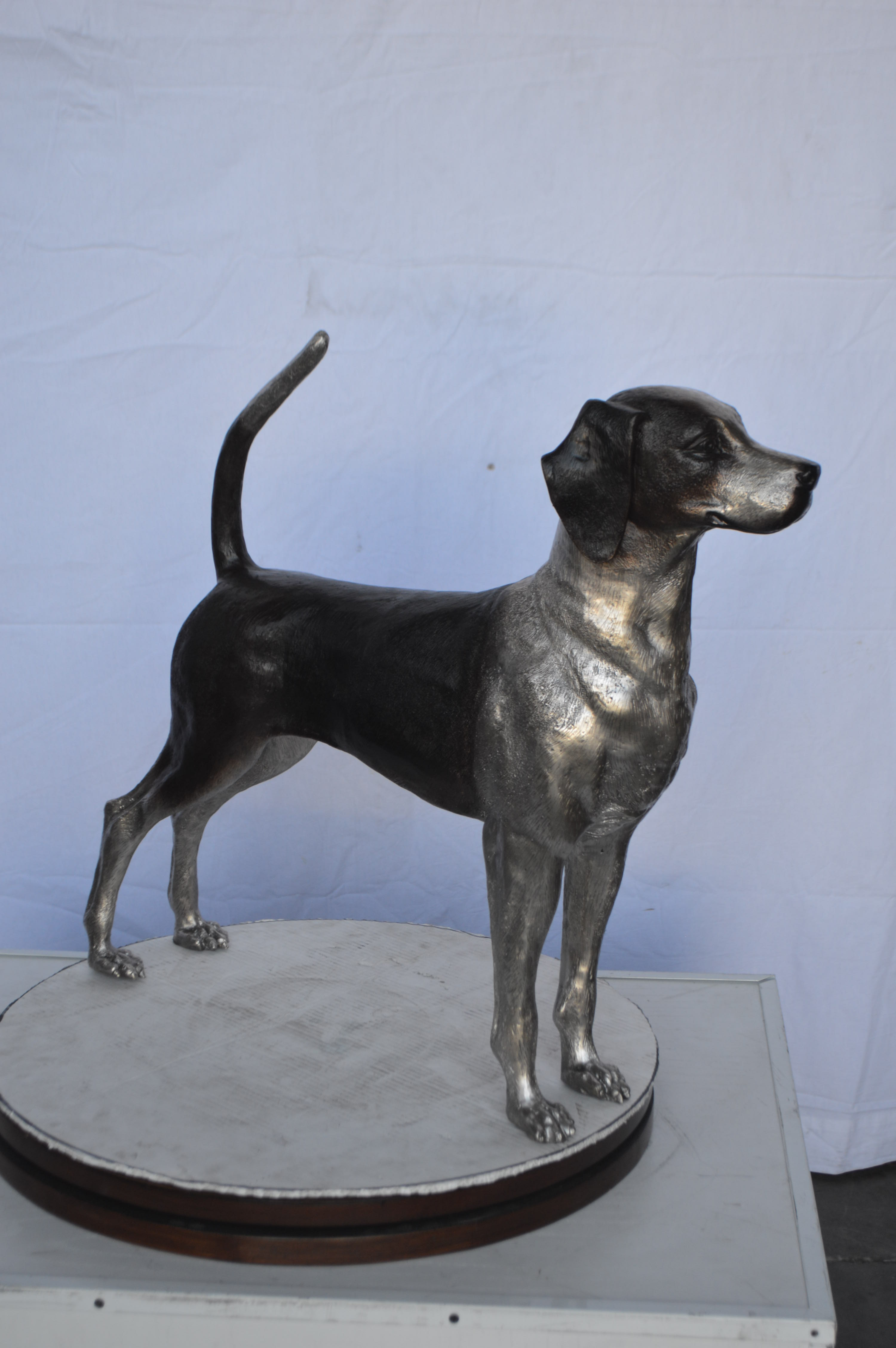 Foxhound Dog Bronze Statue - Size: 31"L x 7"W x 24"H. - NiFAO