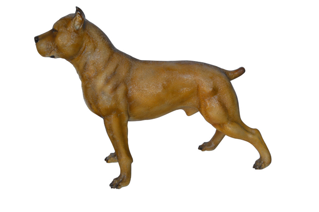 Pitbull Dog Colored Bronze Statue -  Size: 33