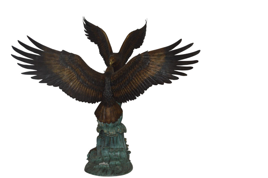 Opposing Eagles Bronze Statue - Size: 90