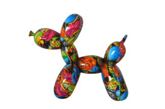 Graffiti balloon dog Resin statue - Size: 9"L x 4"W x 7"H.