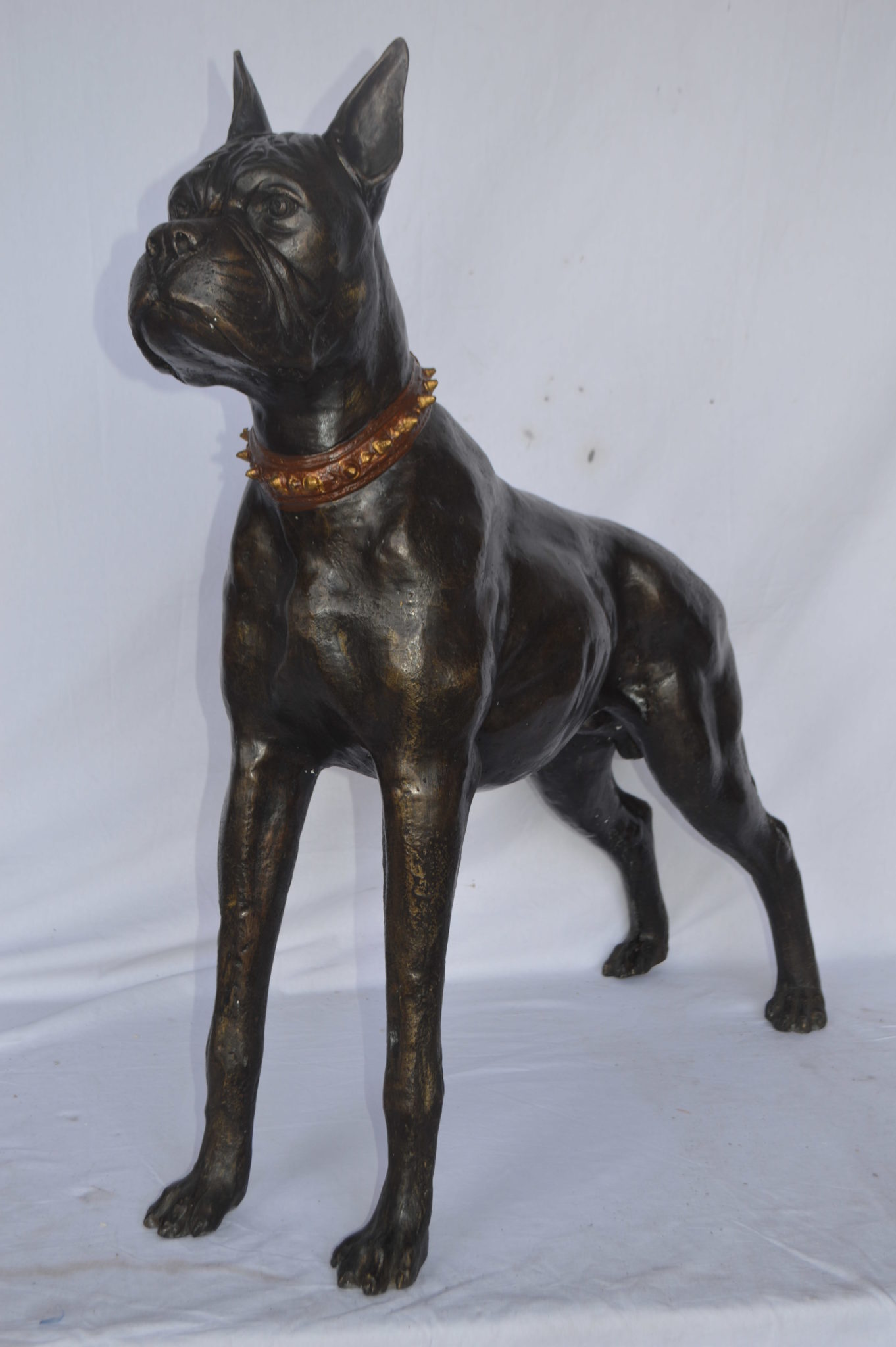 metal boxer dog statue