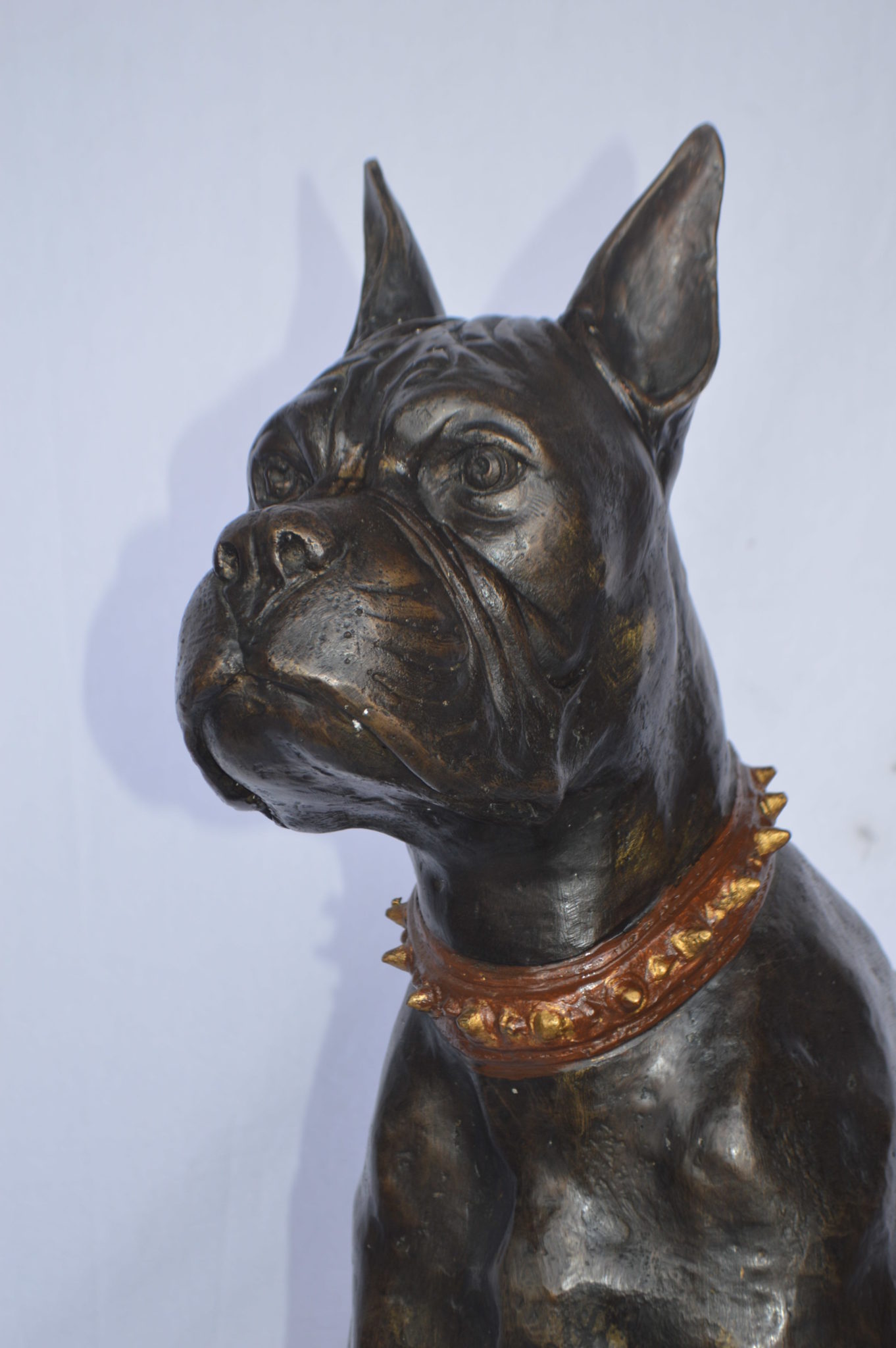 metal boxer dog statue