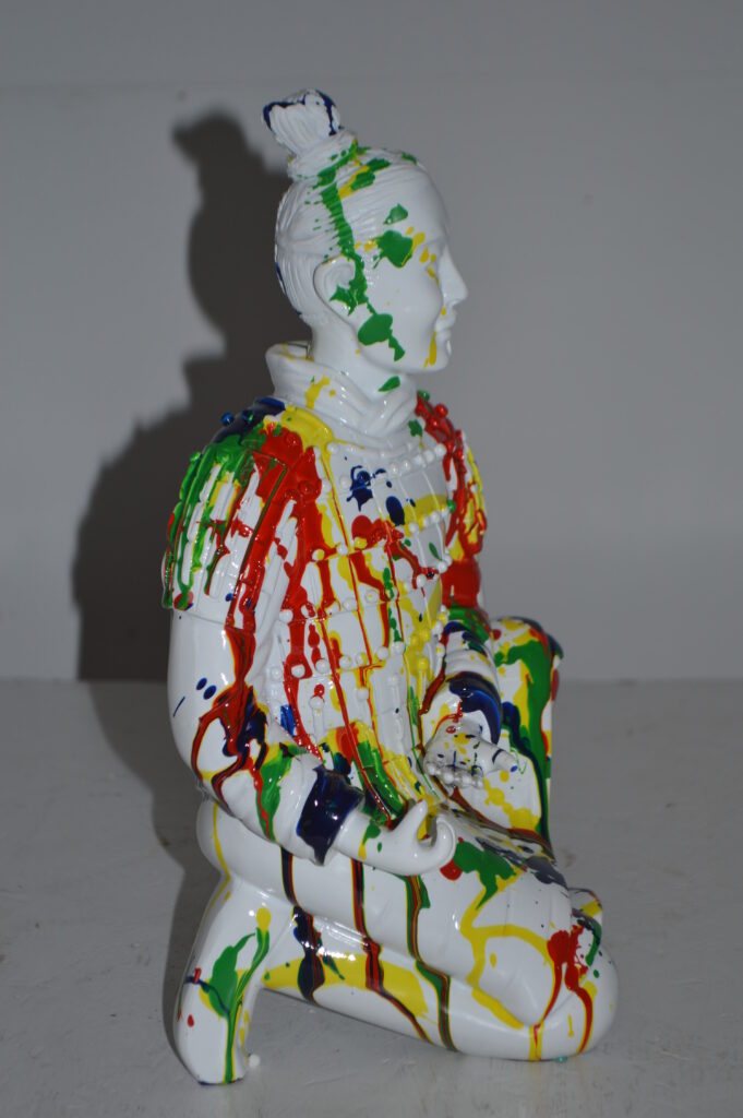 Modern Art Colorful Chinese Man resin statue - Size: 7"L x 8"W x 13"H