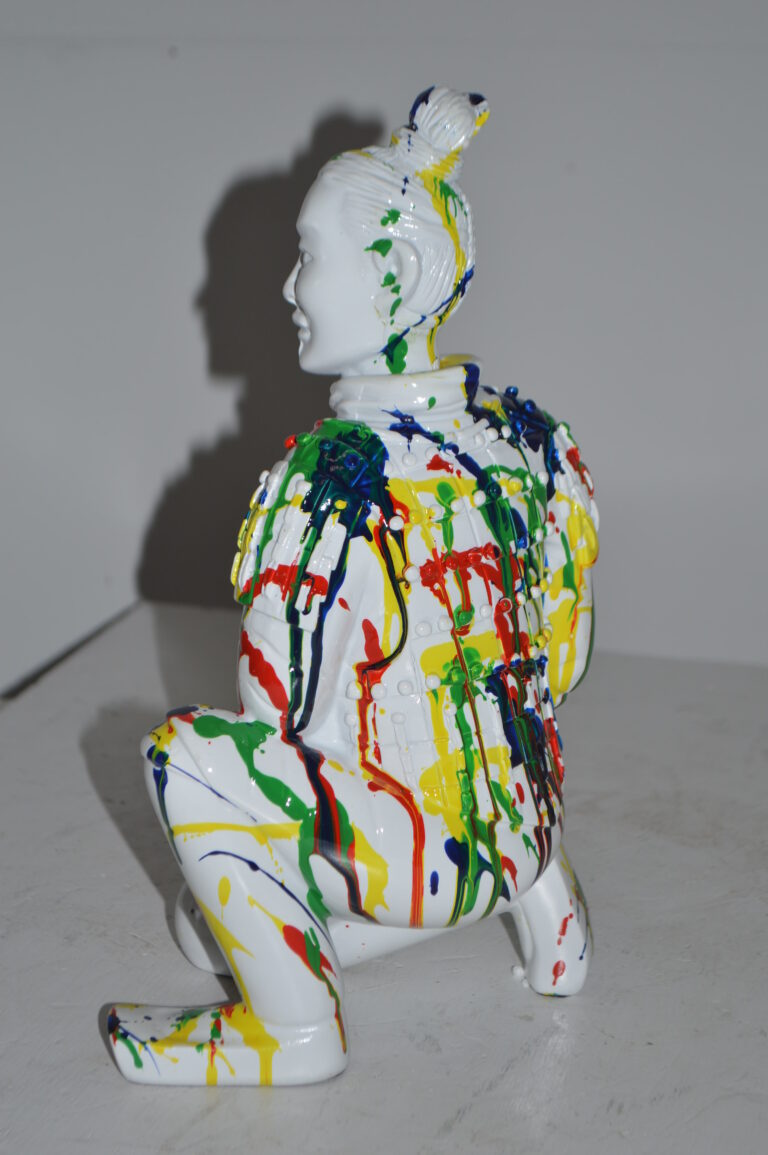 Modern Art Colorful Chinese Man resin statue - Size: 7"L x 8"W x 13"H