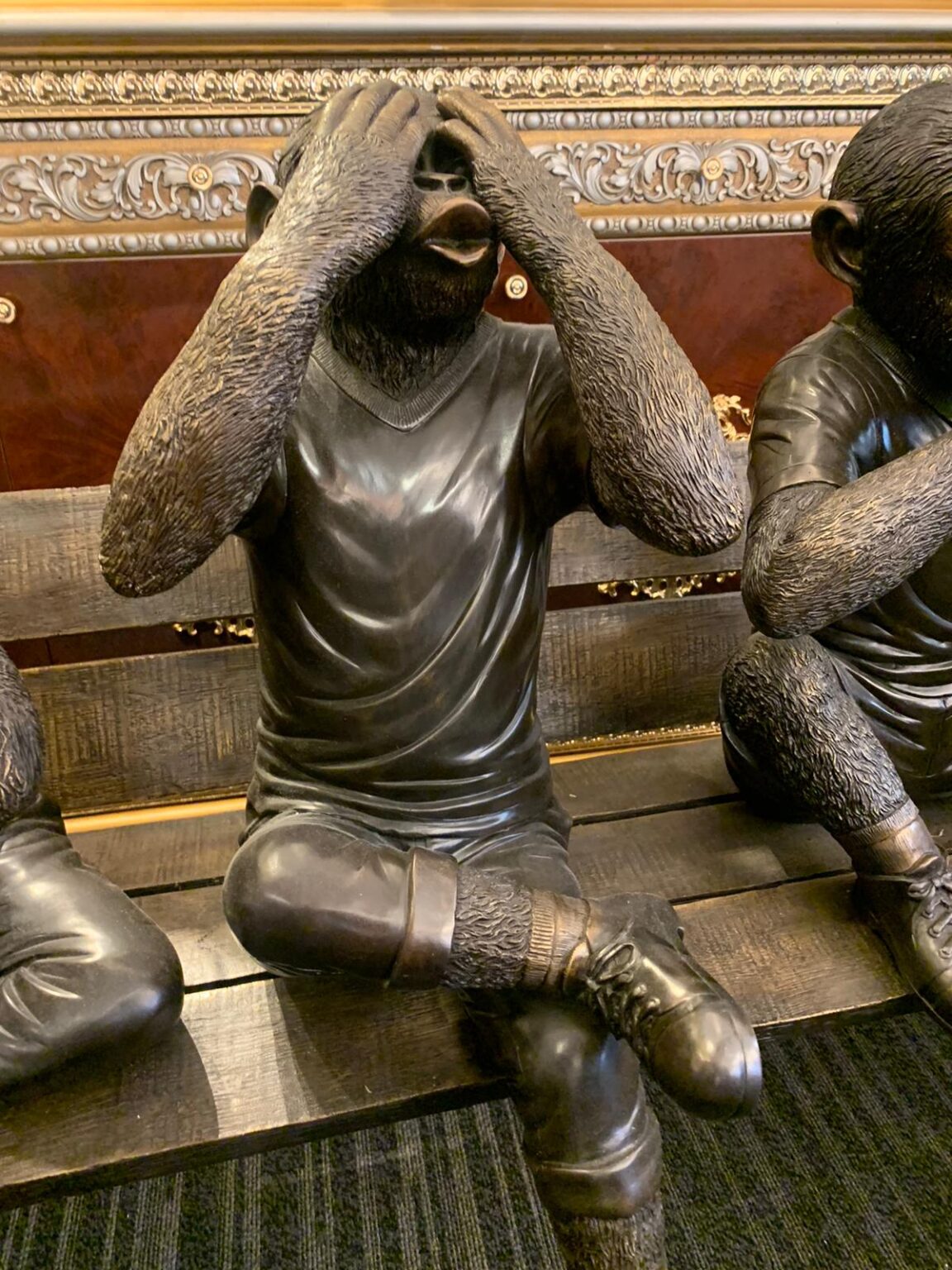 3 wise monkey garden statues large