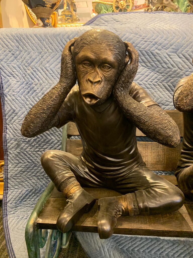 3 wise monkey garden statues large