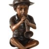 A little Boy Playing his Flute Bronze Fountain