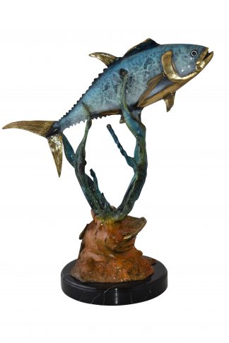 Tuna Fish Swimming in The Ocean Bronze Statue Size: 11" x 21" x 25"H