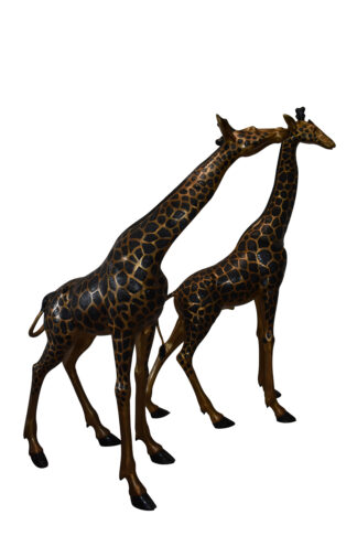 Pair of Young Playful Giraffes Bronze Statue Size: 54" x 18" x 89"H