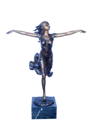 Bronze Statue, Girl Running in the Wind, Dynamic Art 46" x 27" x 57"H