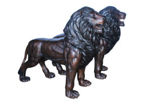 Pair of Giant Lions Bronze Statues, Wildlife Majesty Accents 78" x 24" x 57"H