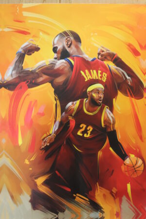 Basketball Player Lebron James on a Giant Unstretched Canvas, 52"x74"