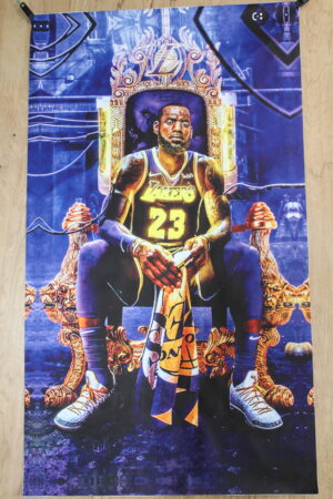 King LeBron James Lakers on a Giant Unstretched Canvas, 44"x76"